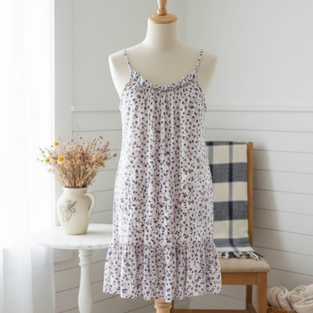 Zara| White & Blue Floral Mini Dress Sz XS